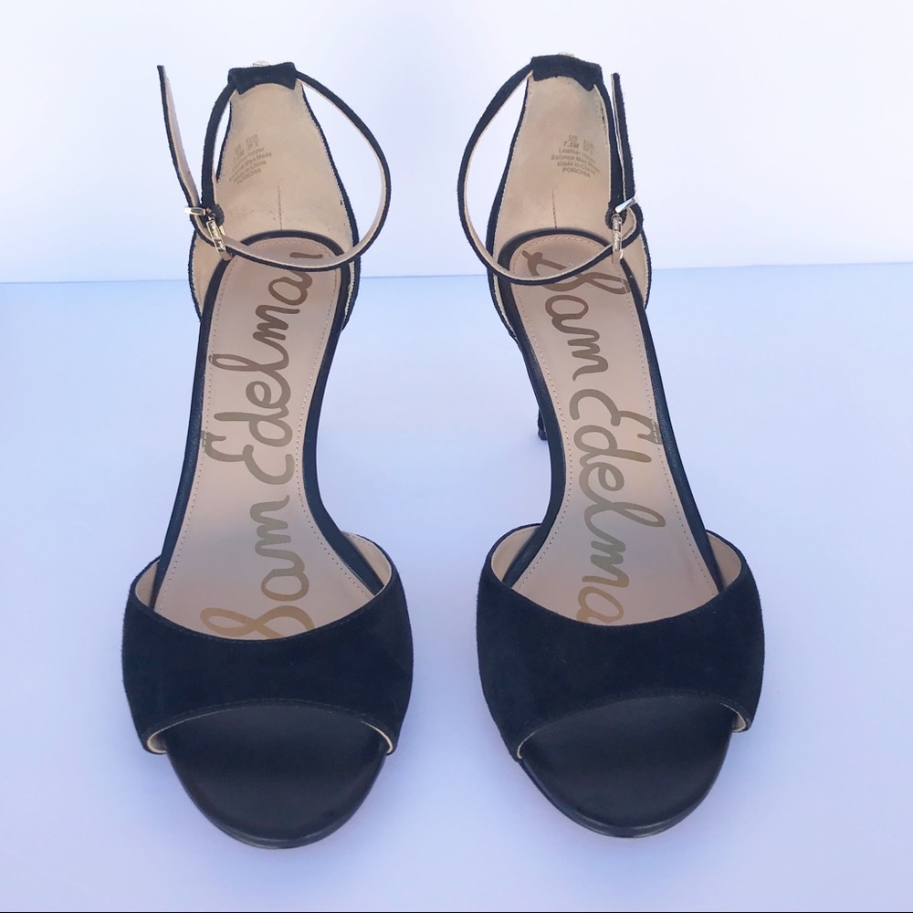 Sam Edelman • Black Suede Ankle Strap Heels 7 1/2 - Picture 2 of 5